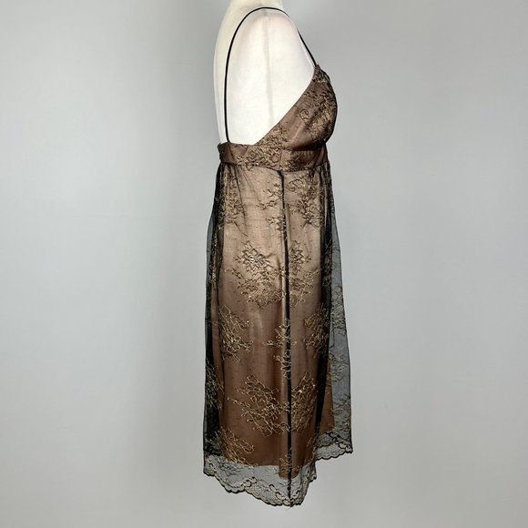 ABS Allen Schwartz Black Mesh Overlay Sleeveless Cocktail Slip Dress size 4 - Picture 7 of 13